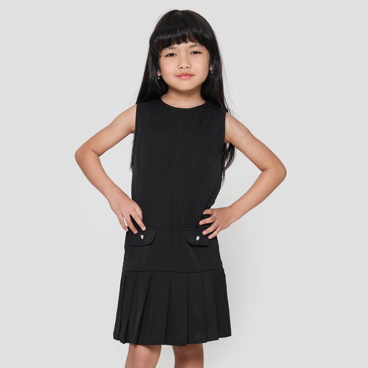 Little M Black 2 Pocket Dress Anak Perempuan