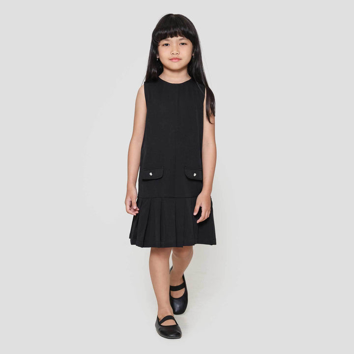 Little M Black 2 Pocket Dress Anak Perempuan