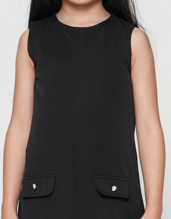 Little M Black 2 Pocket Dress Anak Perempuan
