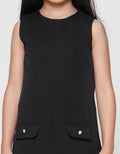 Little M Black 2 Pocket Dress Anak Perempuan