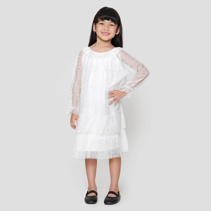 Little M Party Brokat Putih Dress Anak Perempuan