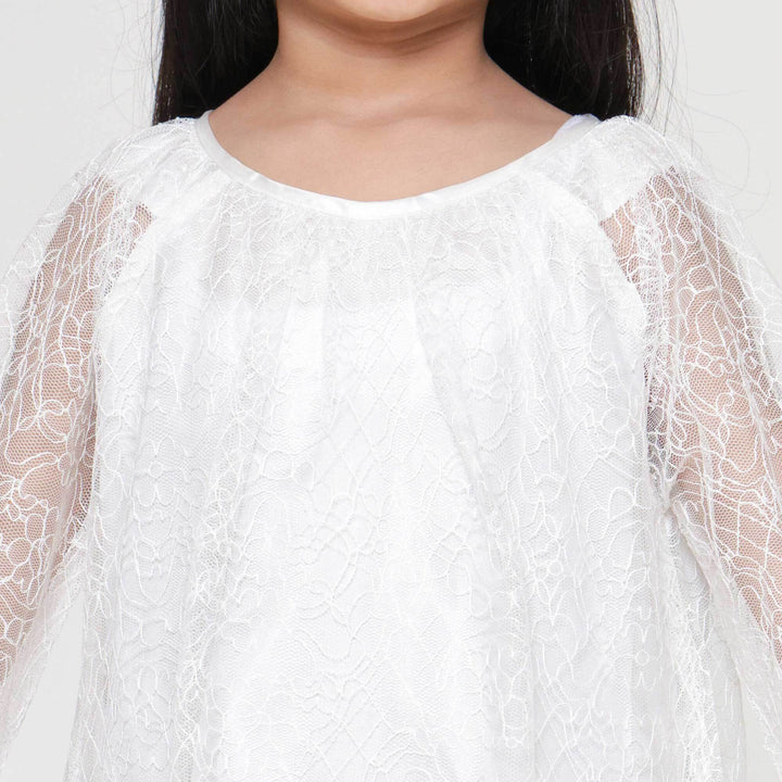 Little M Party Brokat Putih Dress Anak Perempuan