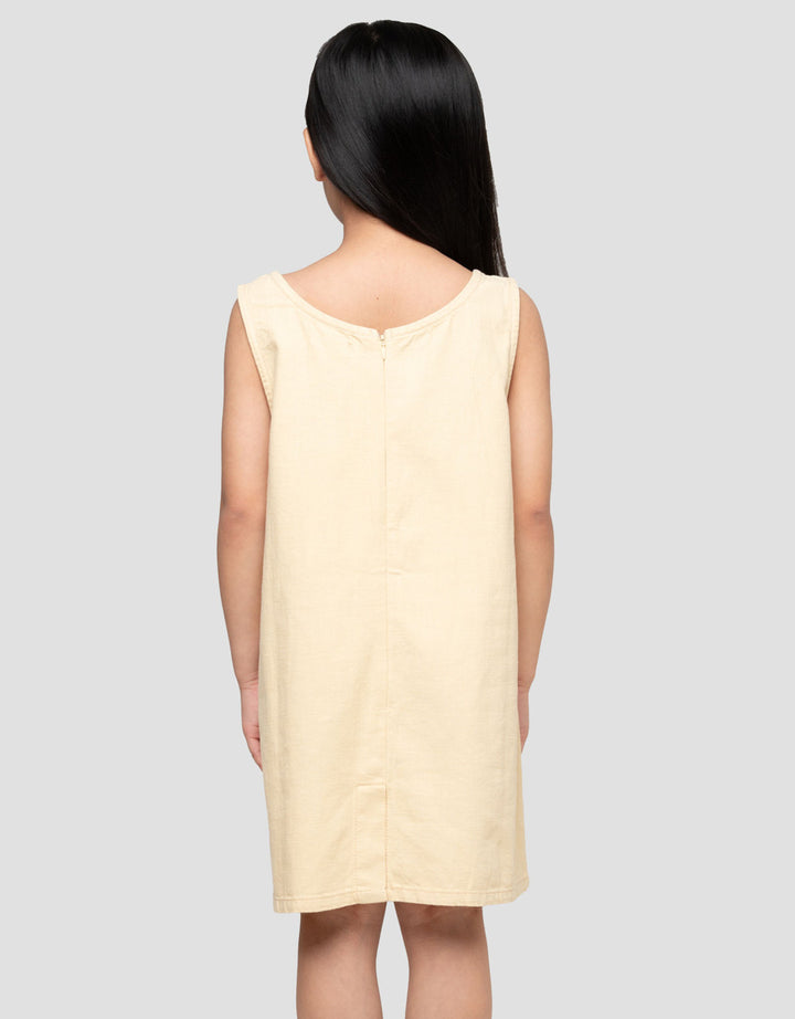 Little M Solid Non Sleeve Kantong Dress Anak Perempuan