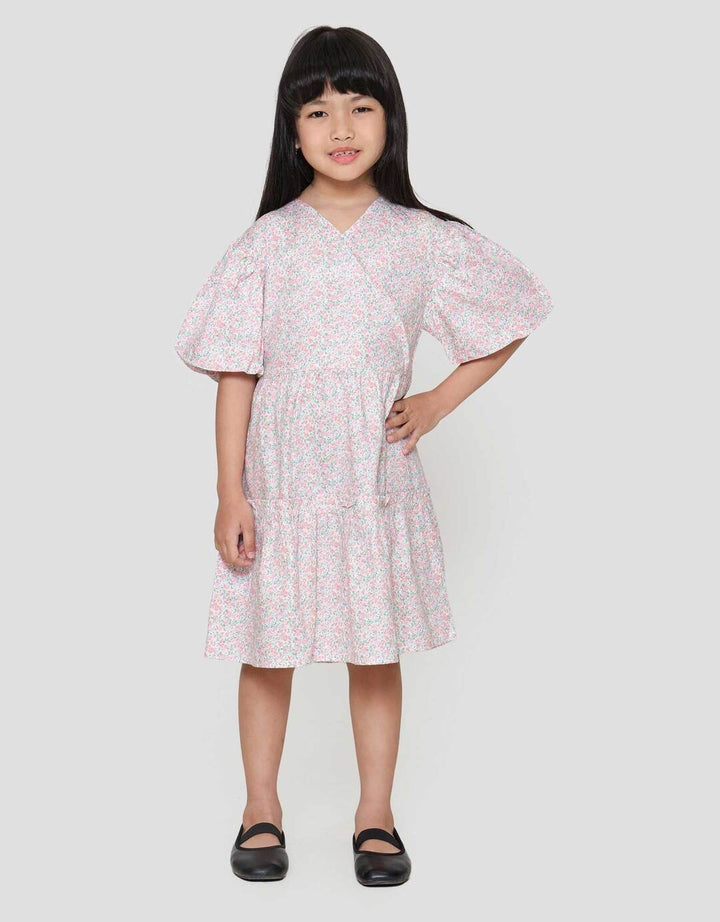 Little M Balon Aop Flower Dress Anak Perempuan