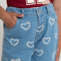 Little M Wide Leg Aop Heart Celana Denim Anak Perempuan