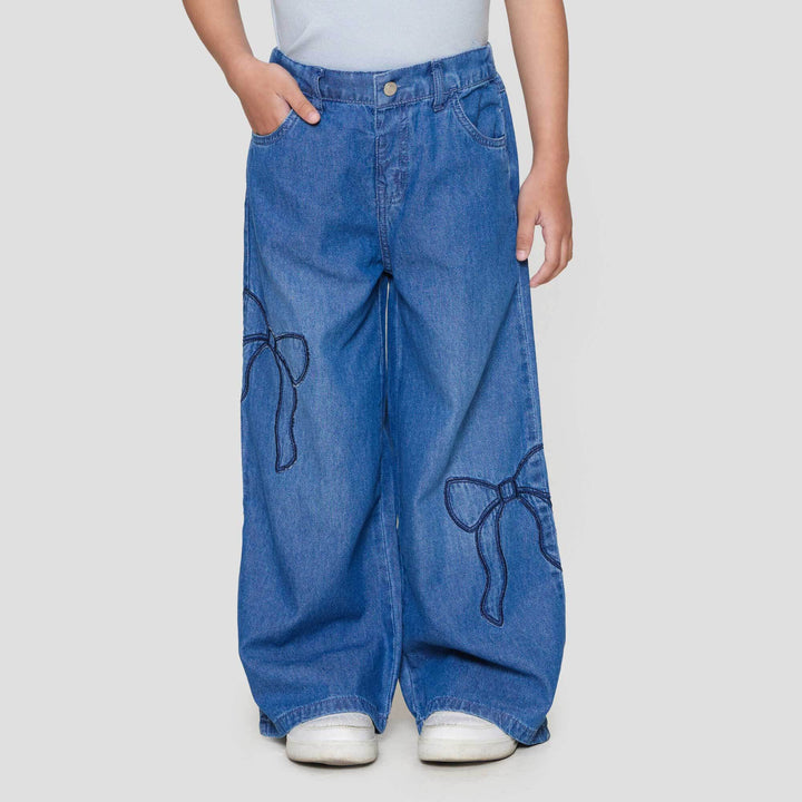 Little M Wide Leg Pita Celana Denim Anak Perempuan