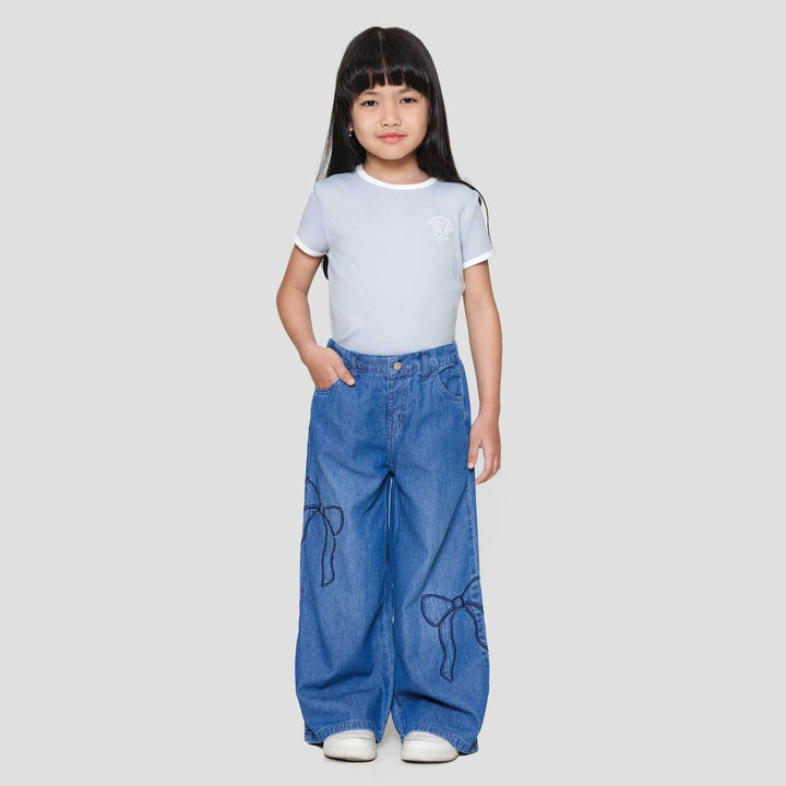 Little M Wide Leg Pita Celana Denim Anak Perempuan