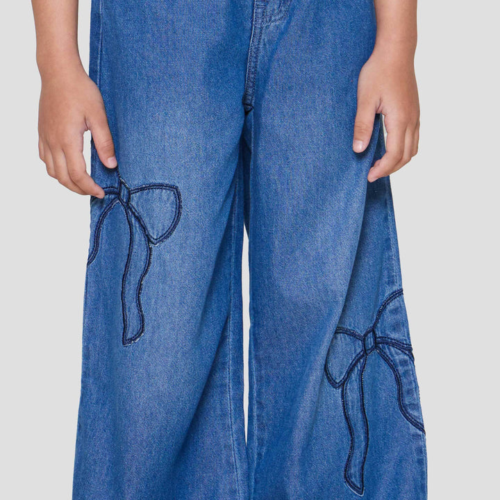 Little M Wide Leg Pita Celana Denim Anak Perempuan