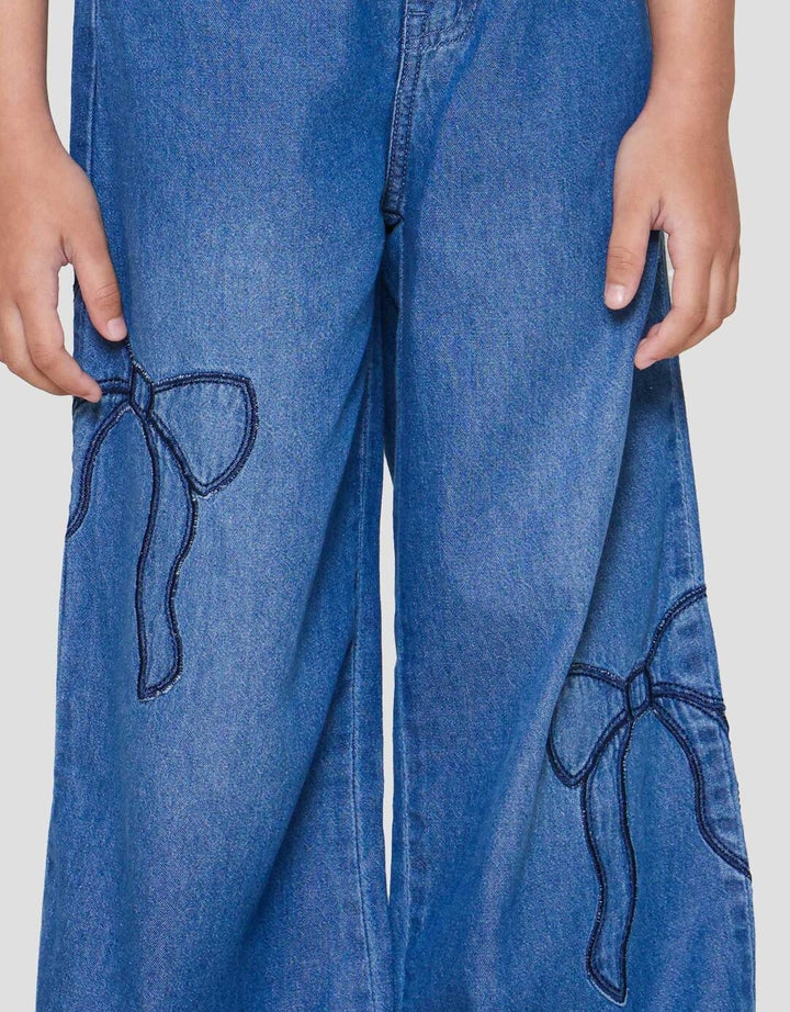Little M Wide Leg Pita Celana Denim Anak Perempuan