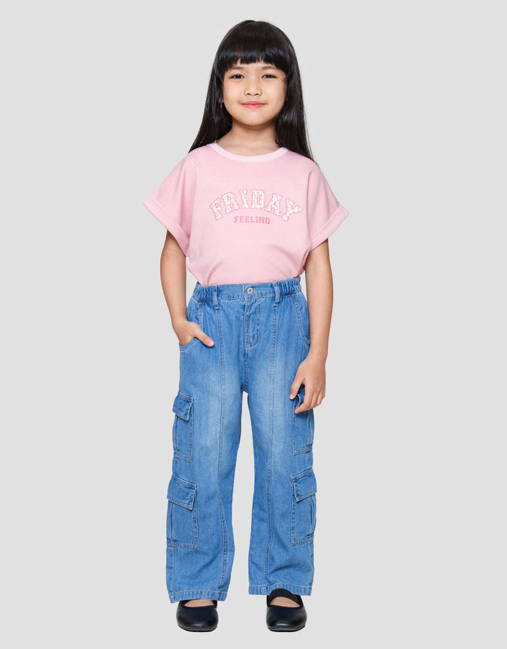 Little M Casual Cargo Celana Denim Anak Perempuan