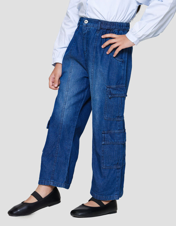 Little M Cargo Celana Denim Anak Perempuan