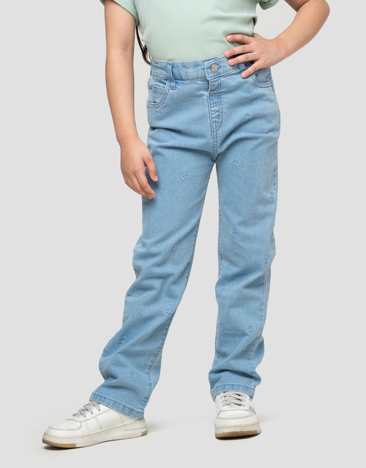 Little M Aop Bordir Pita On Tone Celana Denim Anak Perempuan
