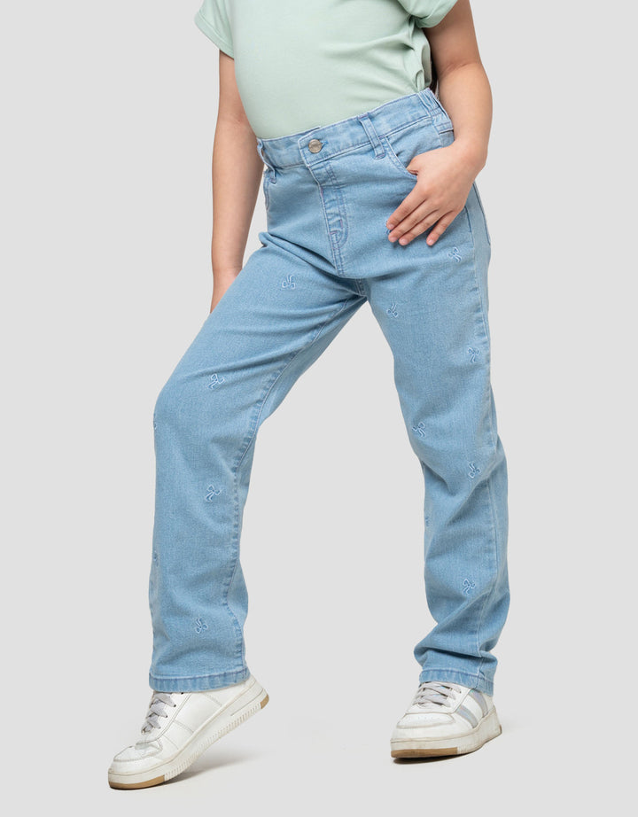 Little M Aop Bordir Pita On Tone Celana Denim Anak Perempuan