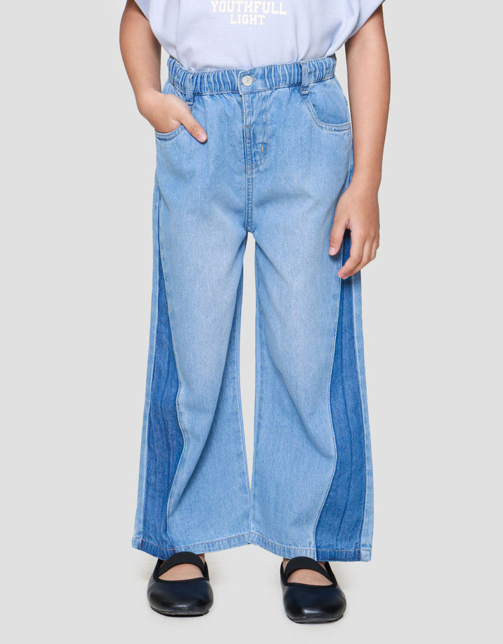 Little M Wide Leg Side 2 Tone Celana Denim Anak Perempuan