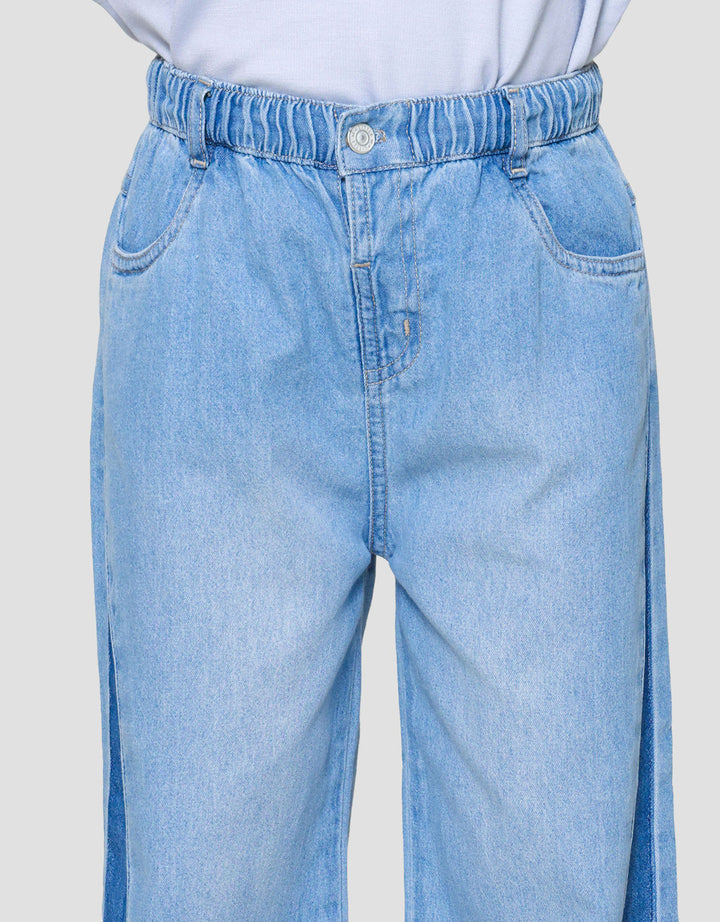 Little M Wide Leg Side 2 Tone Celana Denim Anak Perempuan