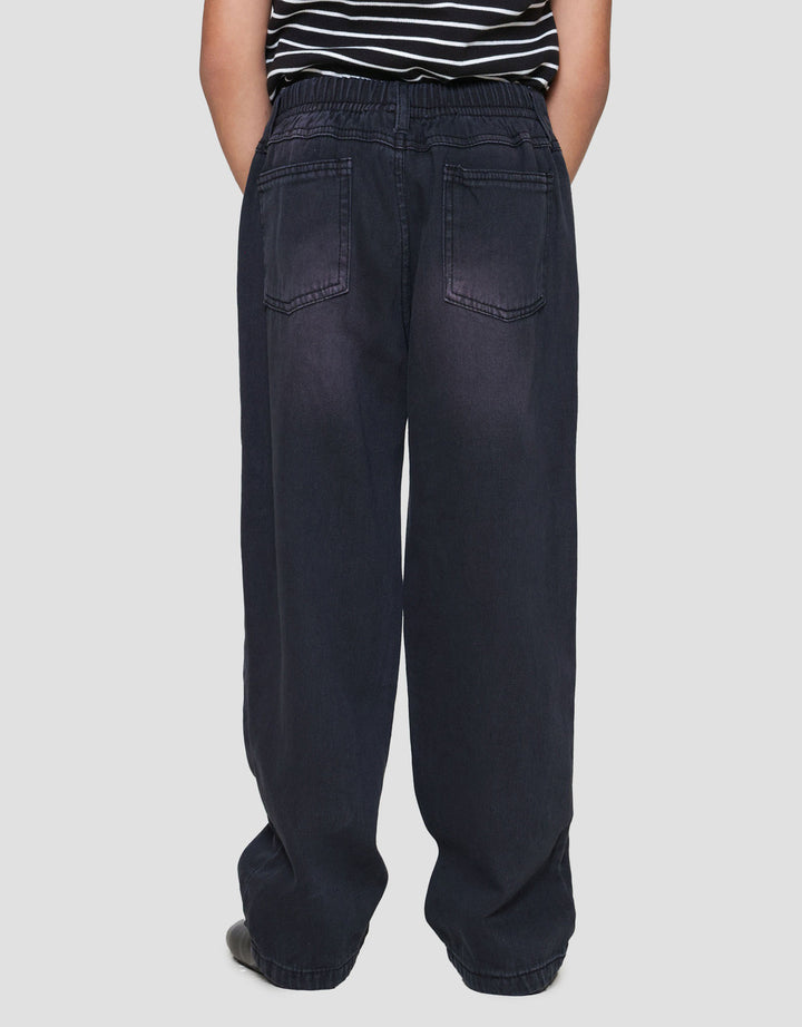 Little M Black Loose Fit Celana Denim Anak Perempuan