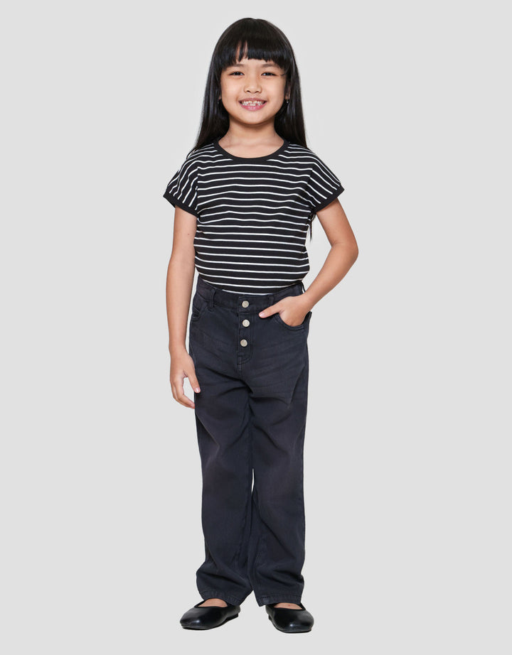 Little M Black Loose Fit Celana Denim Anak Perempuan