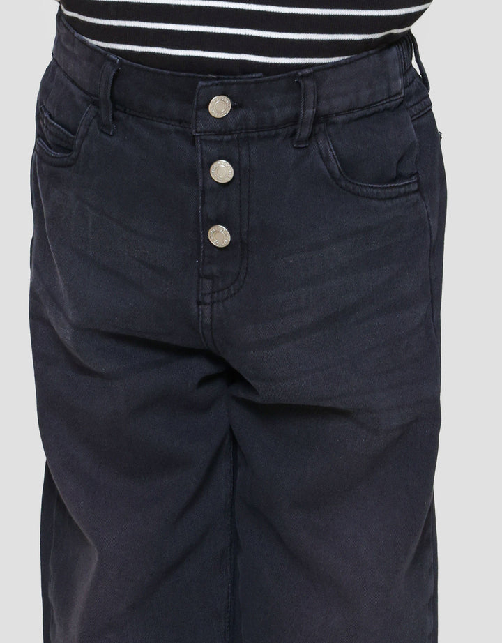 Little M Black Loose Fit Celana Denim Anak Perempuan