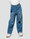 Little M Heart Embro Celana Denim Anak Perempuan