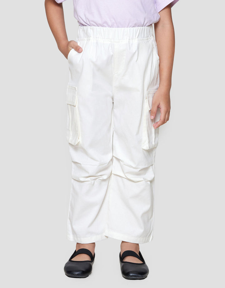 Little M Woven Kerut Cargo Celana Anak Perempuan