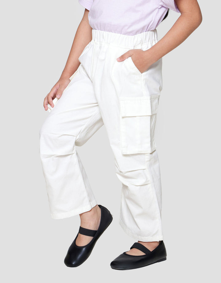 Little M Woven Kerut Cargo Celana Anak Perempuan