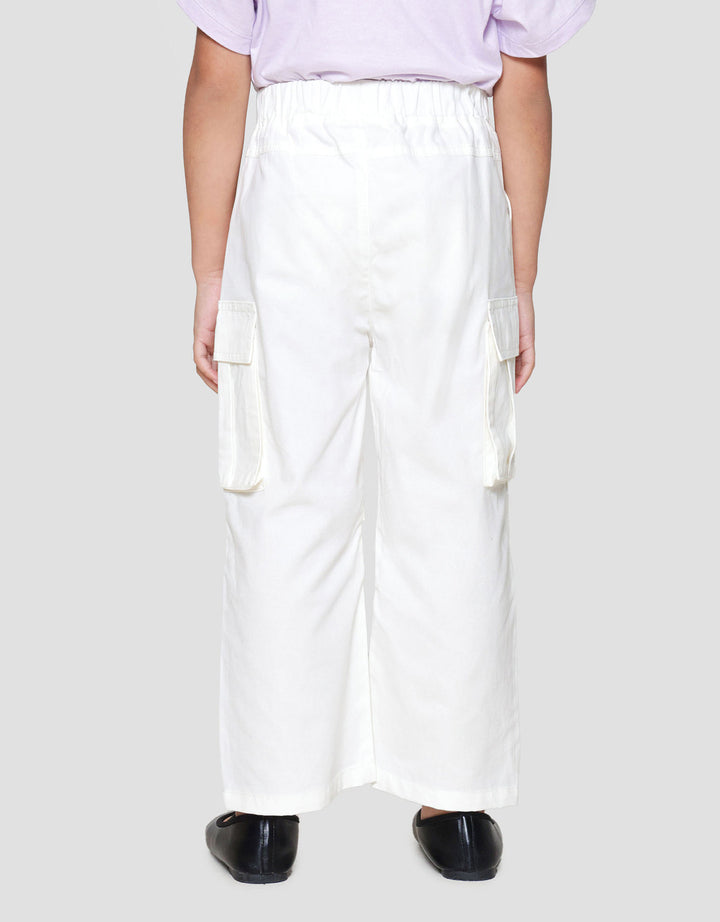 Little M Woven Kerut Cargo Celana Anak Perempuan