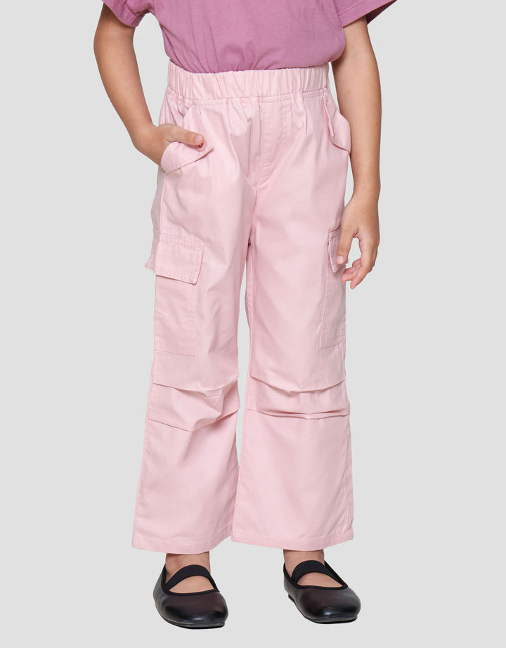 Little M Woven Kerut Cargo Celana Anak Perempuan