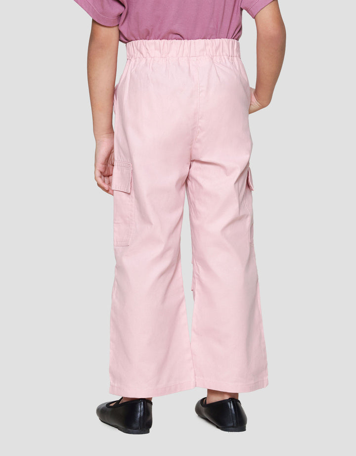 Little M Woven Kerut Cargo Celana Anak Perempuan