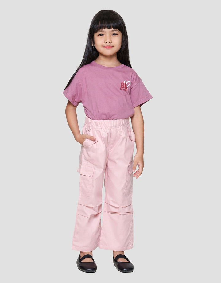 Little M Woven Kerut Cargo Celana Anak Perempuan