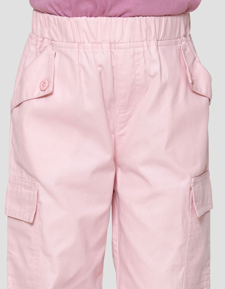 Little M Woven Kerut Cargo Celana Anak Perempuan