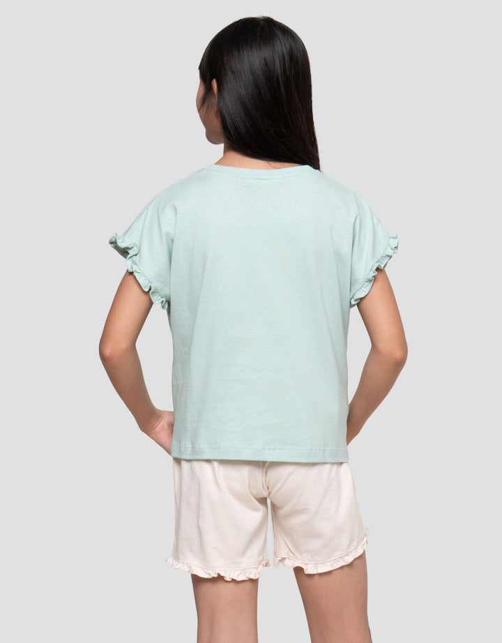 Little M Ruffle Bordir Kelinci Pakaian Setelan Anak Perempuan