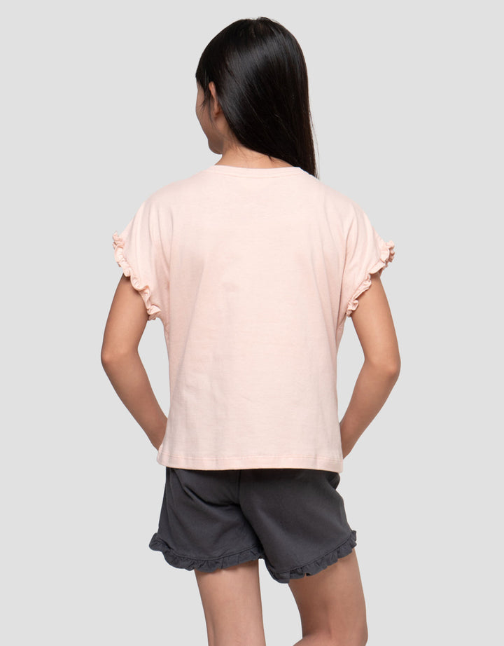 Little M Ruffle Bordir Kupu Pakaian Setelan Anak Perempuan