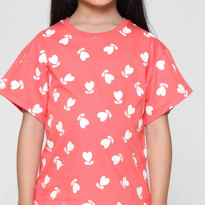 Little M Aop Heart Kaos Anak Perempuan