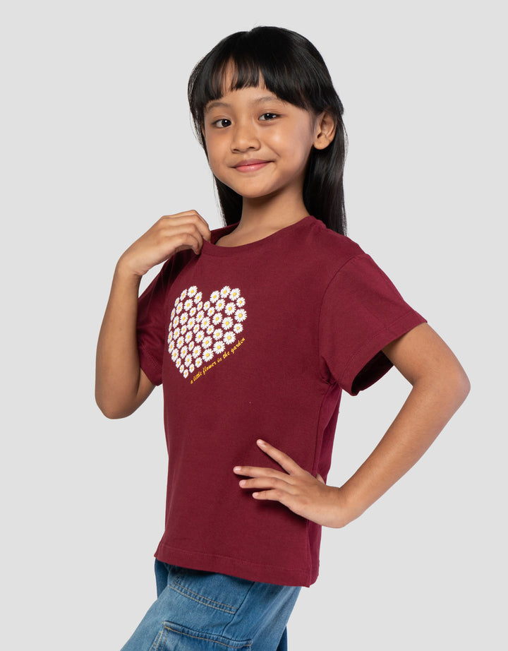 Little M Print Flower Heart Kaos Anak Perempuan