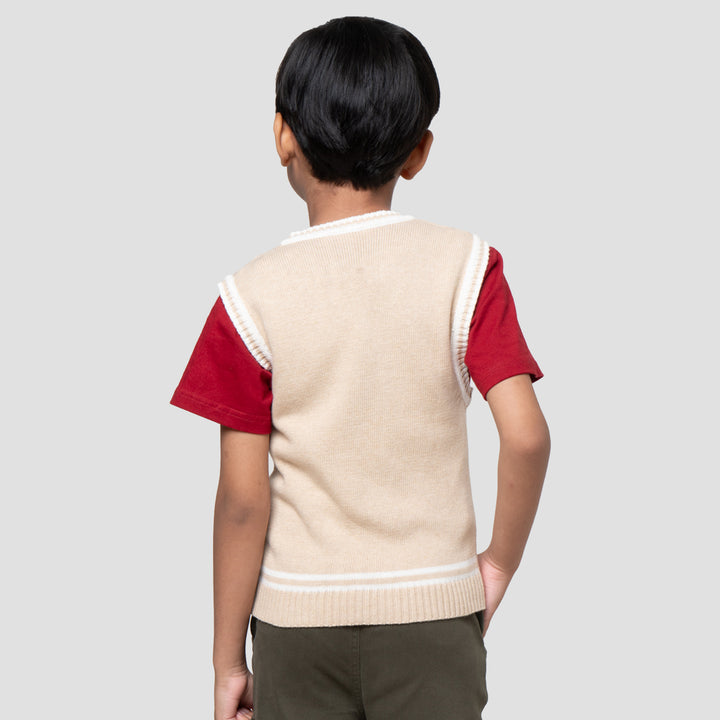 Little M Rajutan Kerah V Vest Rompi Anak Laki-laki