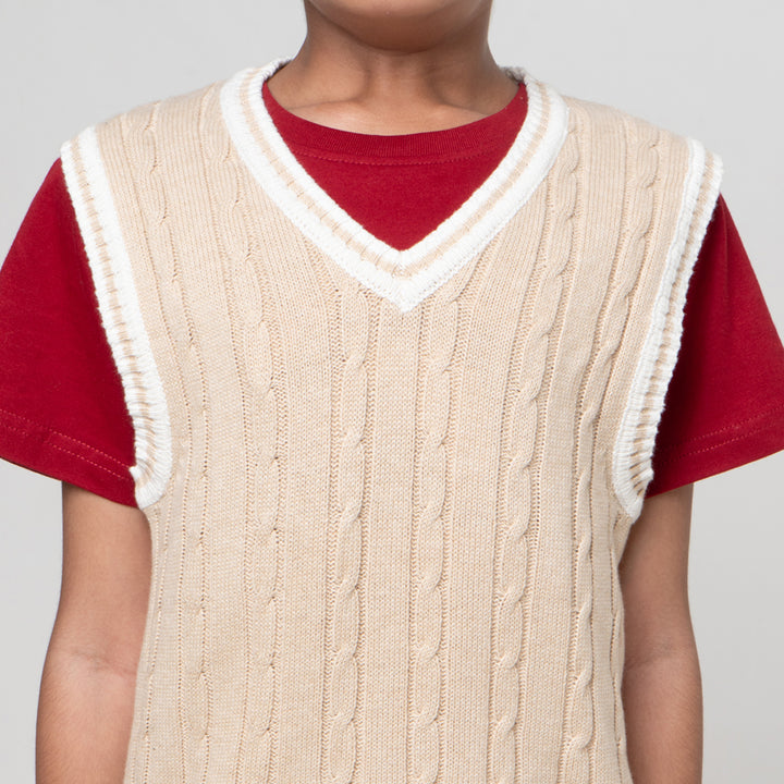 Little M Rajutan Kerah V Vest Rompi Anak Laki-laki