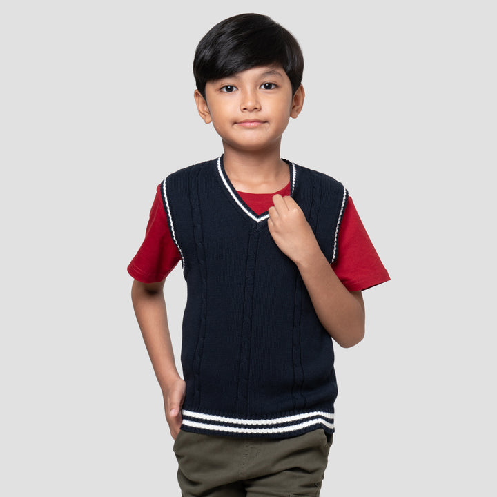 Little M Rajutan Motif Rantai Vest Rompi Anak Laki-laki