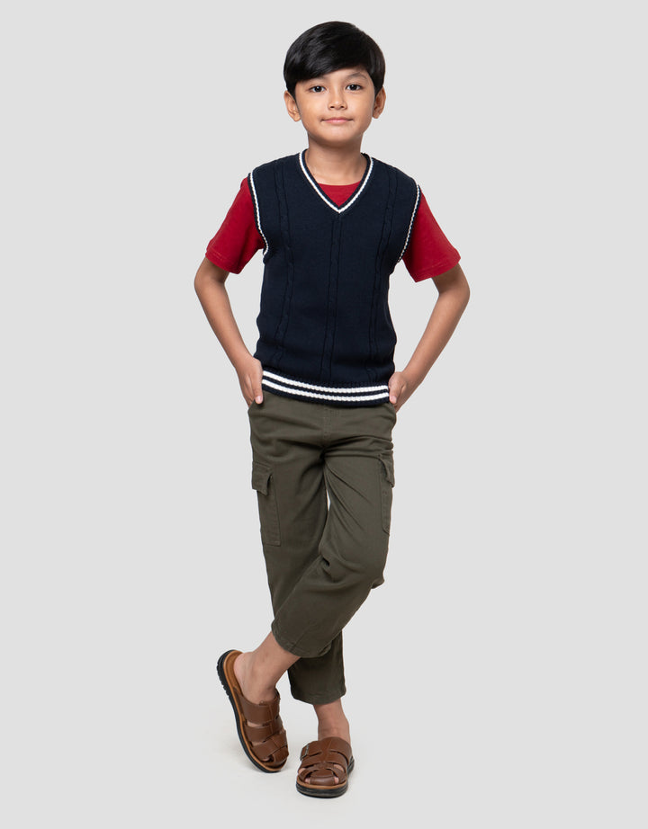 Little M Rajutan Motif Rantai Vest Rompi Anak Laki-laki