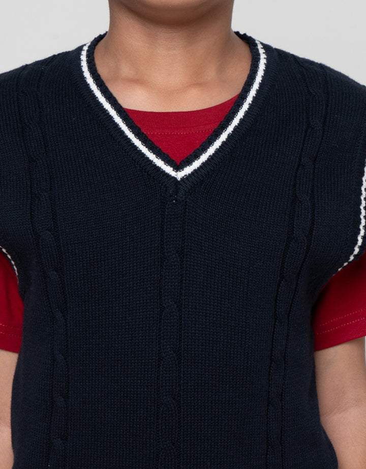 Little M Rajutan Motif Rantai Vest Rompi Anak Laki-laki