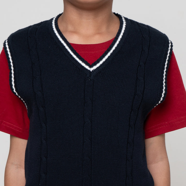 Little M Rajutan Motif Rantai Vest Rompi Anak Laki-laki