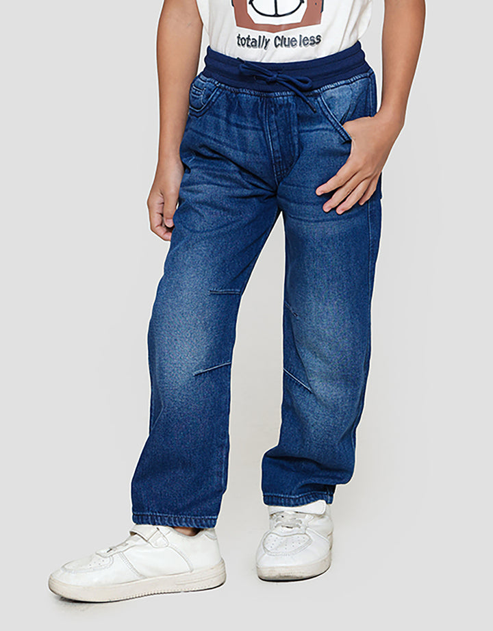 Little M Destroy Rib Jogger Denim Anak Laki-laki