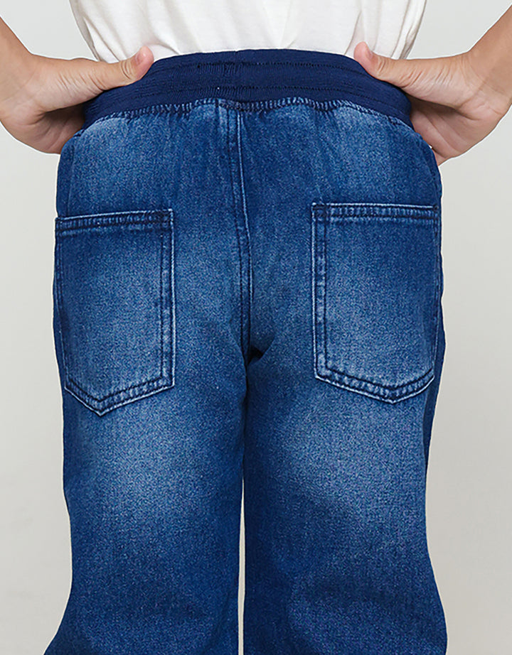 Little M Destroy Rib Jogger Denim Anak Laki-laki