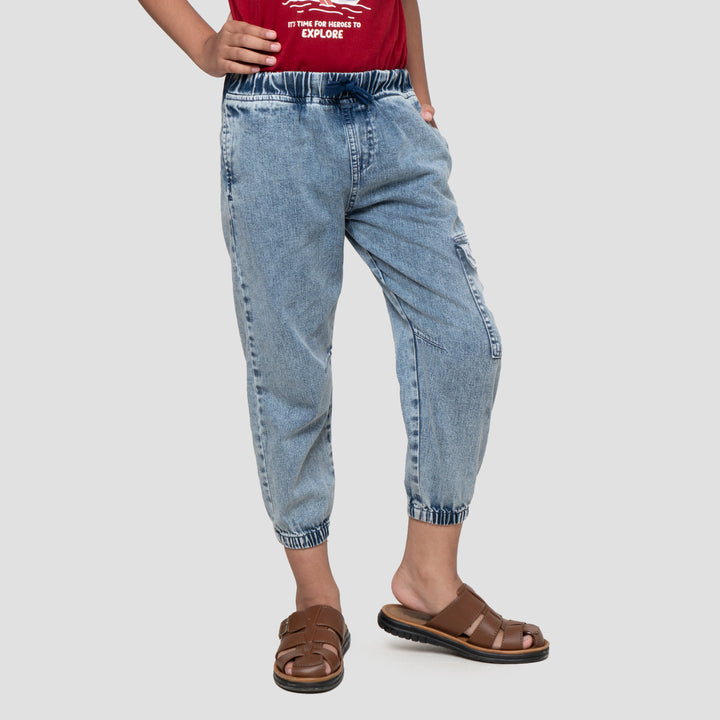 Little M Slub Cargo Ktg Jogger Denim Anak Laki-laki