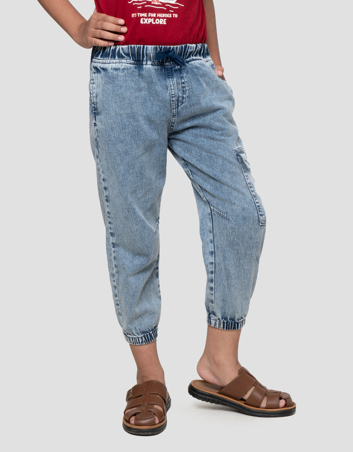 Little M Slub Cargo Ktg Jogger Denim Anak Laki-laki