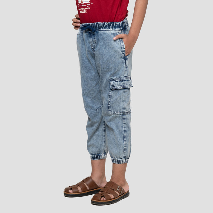 Little M Slub Cargo Ktg Jogger Denim Anak Laki-laki