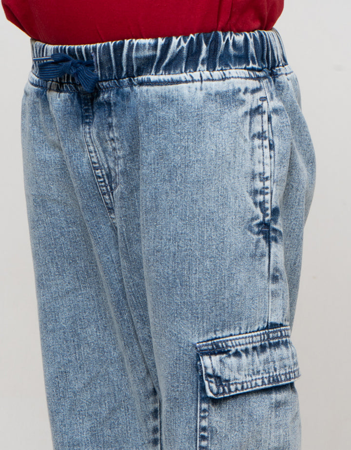 Little M Slub Cargo Ktg Jogger Denim Anak Laki-laki