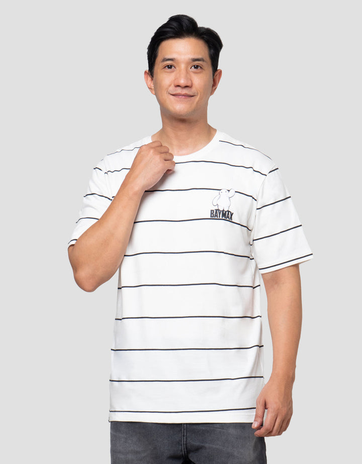Disney Stripes Baymax Patch Kaos Pria