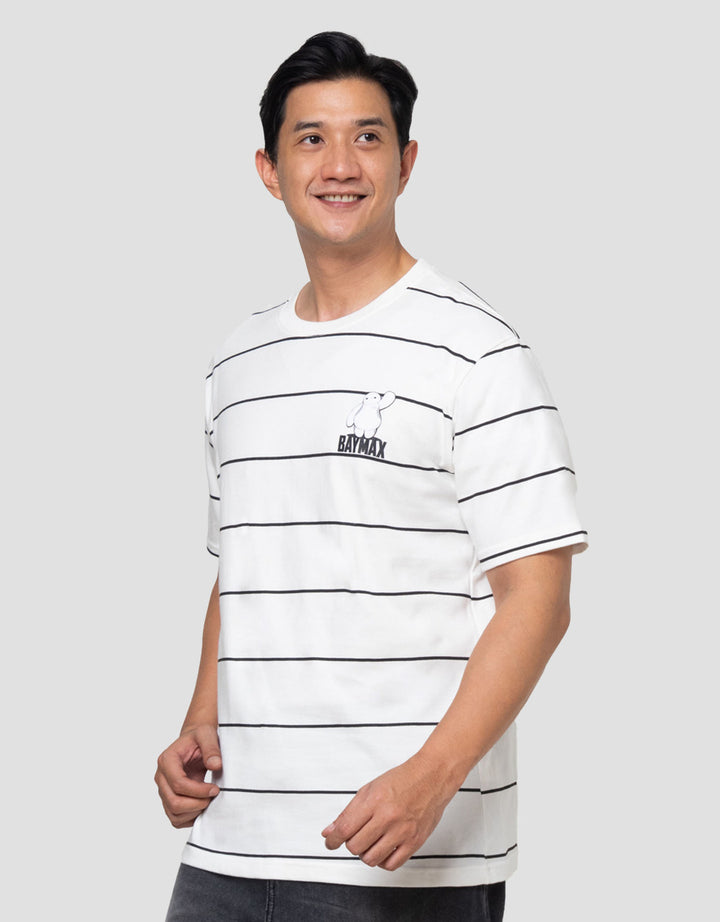 Disney Stripes Baymax Patch Kaos Pria