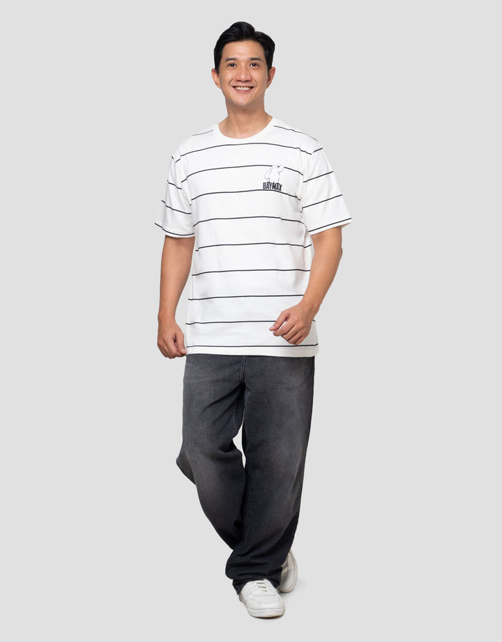 Disney Stripes Baymax Patch Kaos Pria