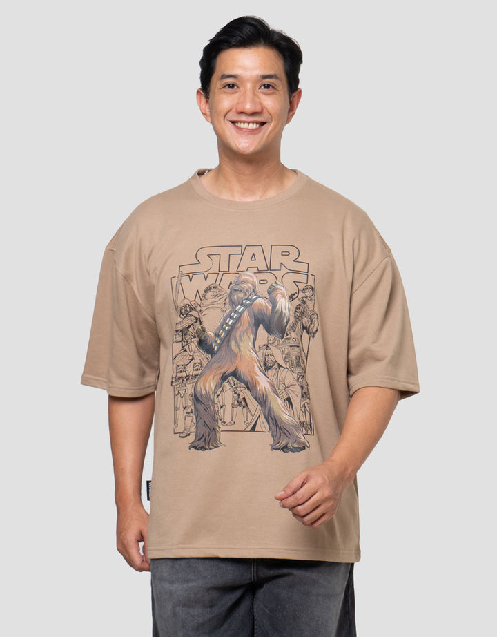 Star Wars Chewbacca With Outline Background Kaos Pria